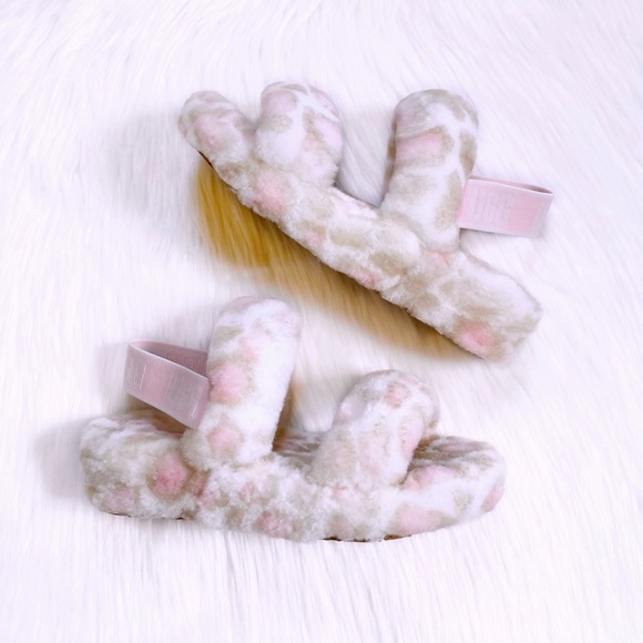 UGG Oh Yeah Panther Print Slide Sandal Slippers In White - Picture 6 of 8